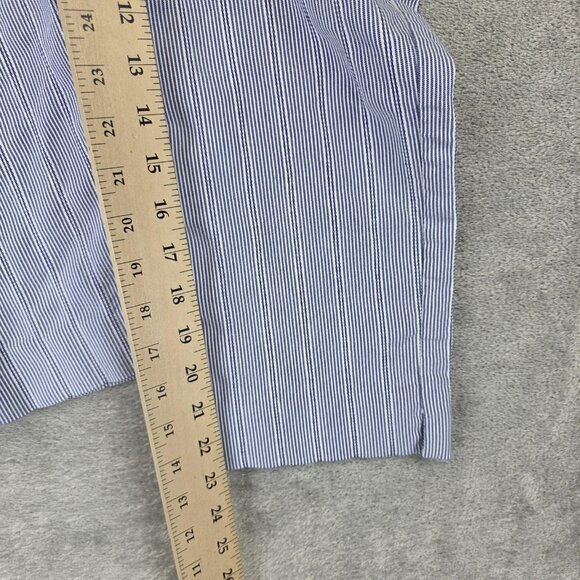 Chico's Pants Womens 8 Blue White Striped Straight Leg Stretch Side Slit Hem - Picture 4 of 14